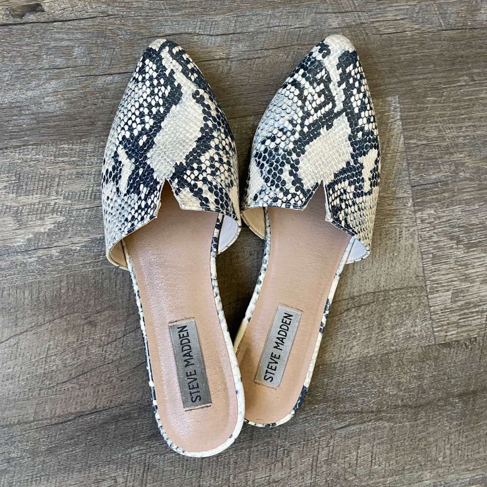 Faux Snake Skin Steve Madden Slip Sandals